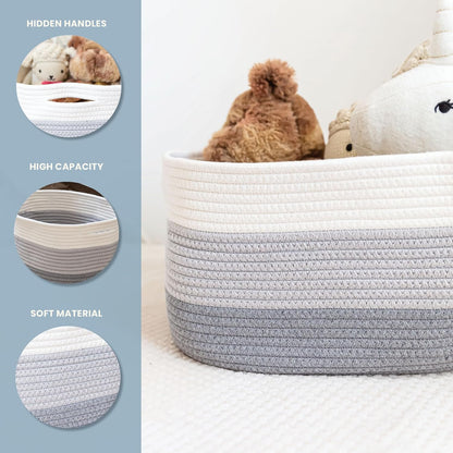 OrganiHaus Set of 3 Woven Storage Baskets for Organizing, Cotton Rope Organizer Bins for Shelves