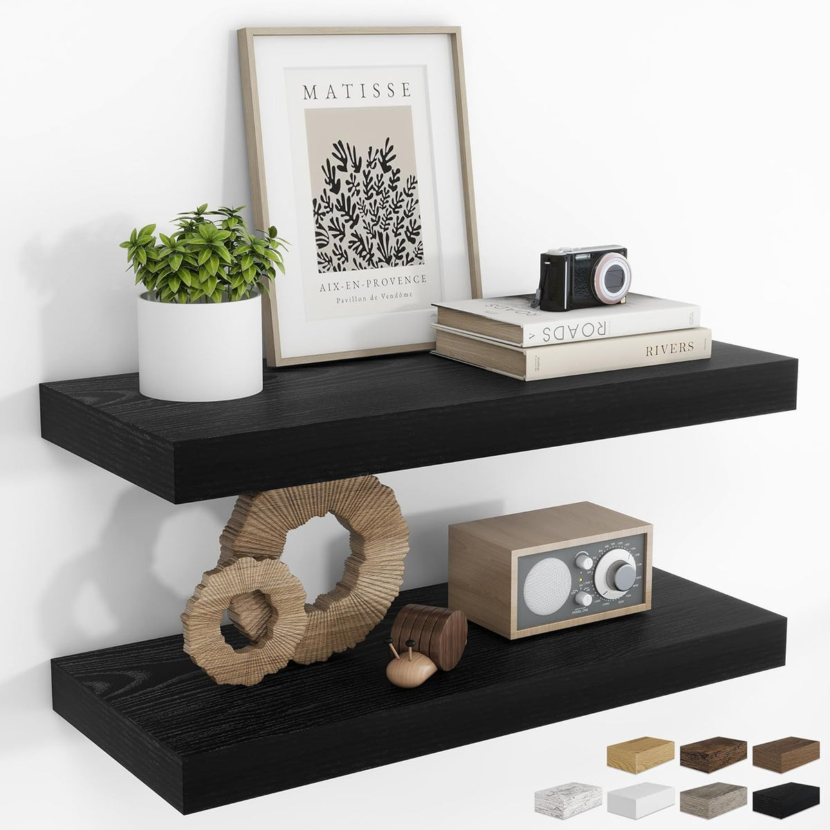 RICHFOCUS 24Inch Floating Shelves for Wall 2 Pack Shelves for Bedroom|Kitchen|Bathroom Wall Mounted