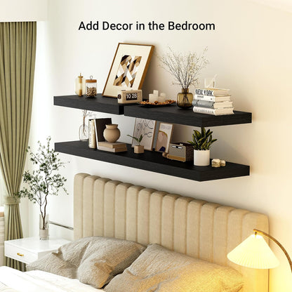 Heimlove 12" Deep Floating Shelves, 36 x 12 Inch Wall Mounted Long Floating Shelf with Invisible