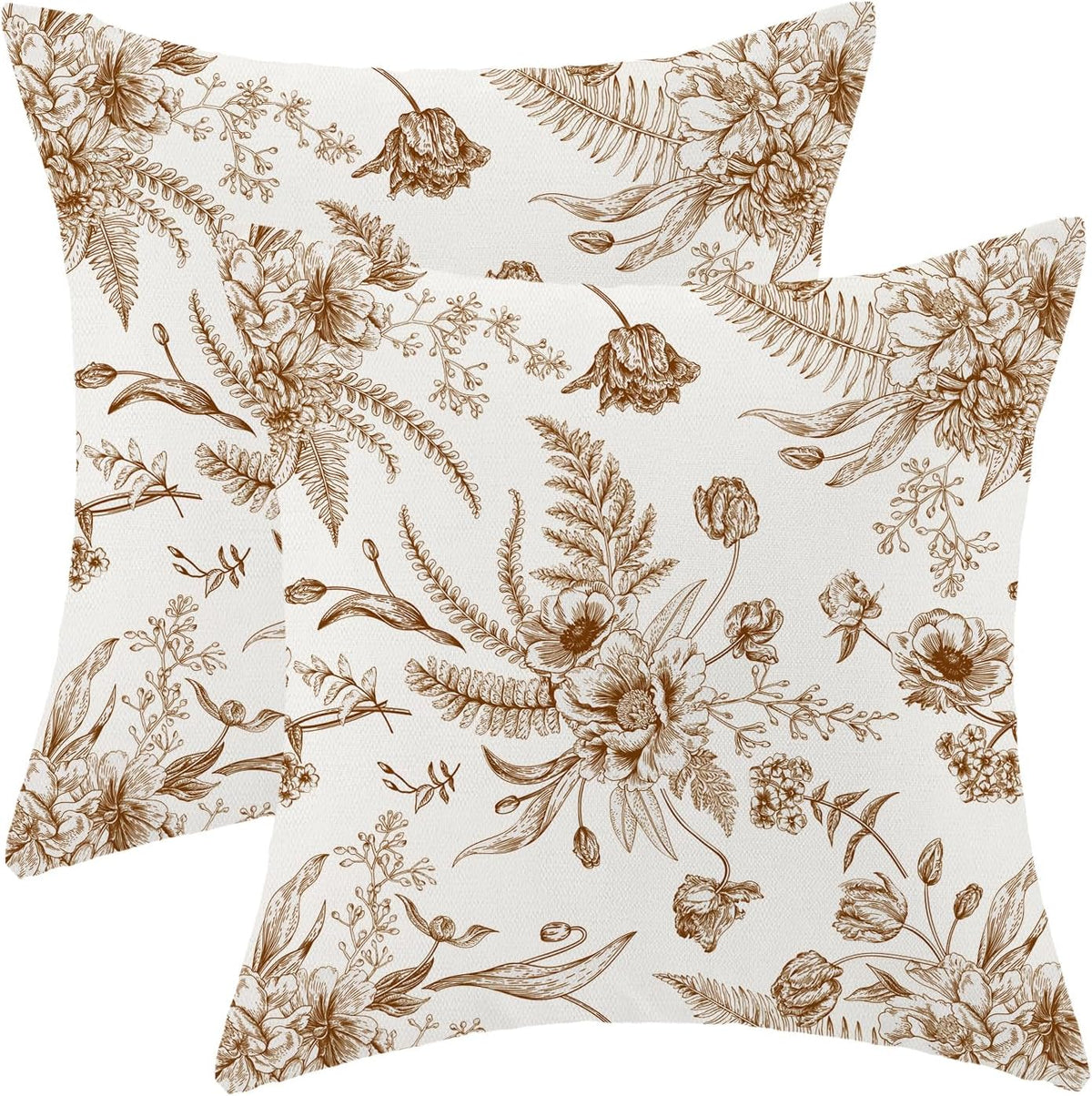 CXMEIFLY Spring Floral Leaves Pillow Covers 24 x 24 Inch Set of 2 for Chinoiserie Flowers Decor