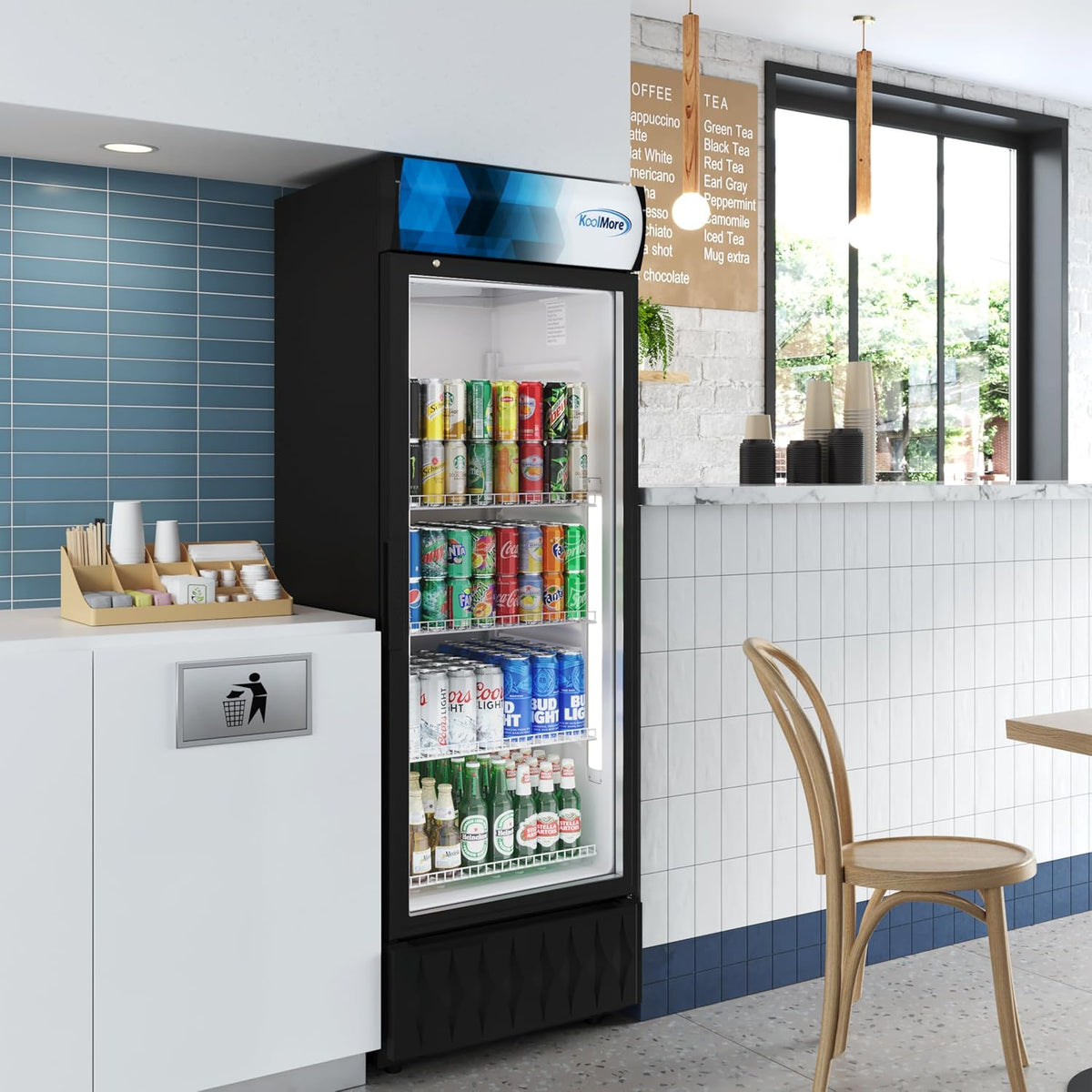 KoolMore DGDR-1D-12C 24 in. 12 Commercial One Glass Door Beverage Display Merchandiser Refrigerator