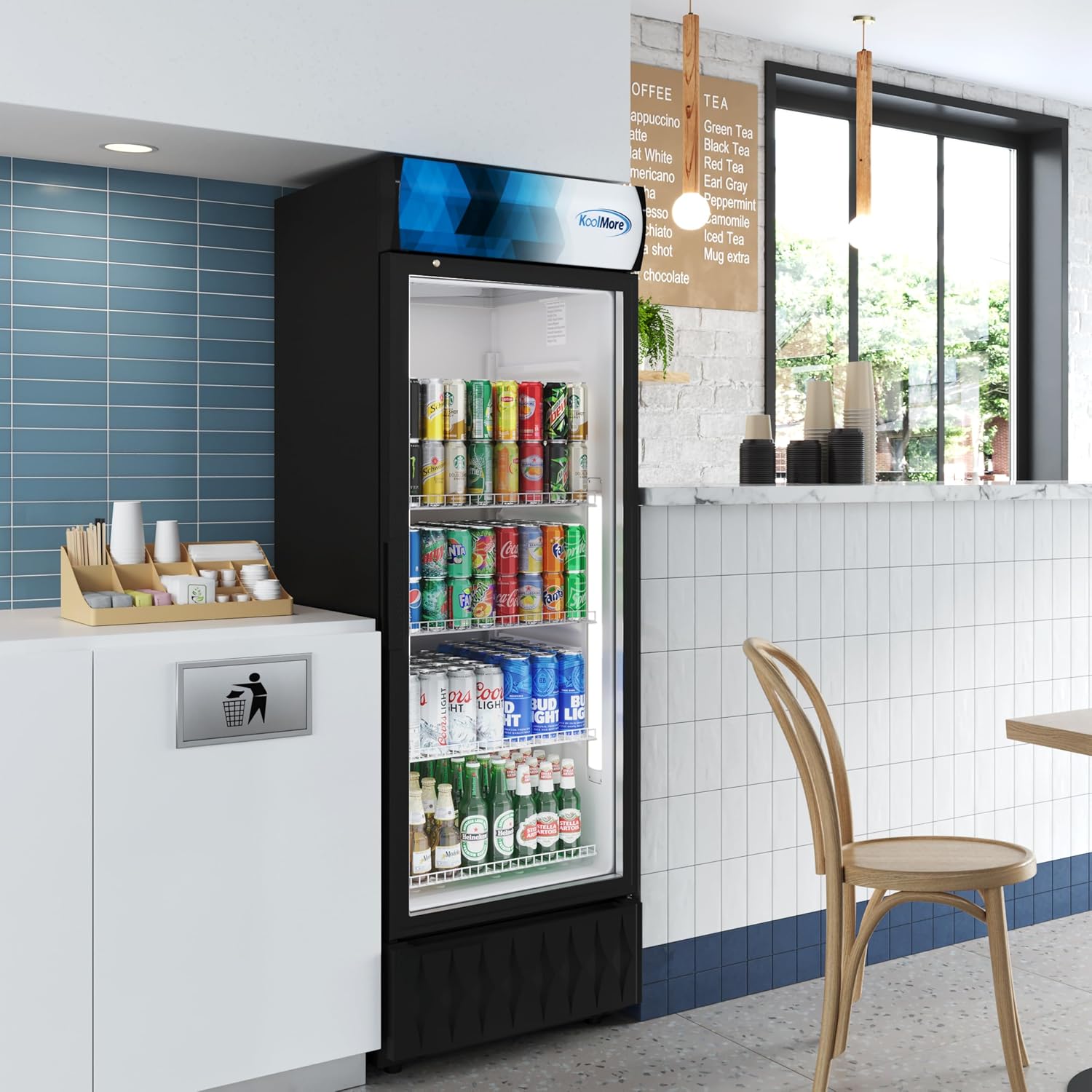 KoolMore DGDR-1D-12C 24 in. 12 Commercial One Glass Door Beverage Display Merchandiser Refrigerator