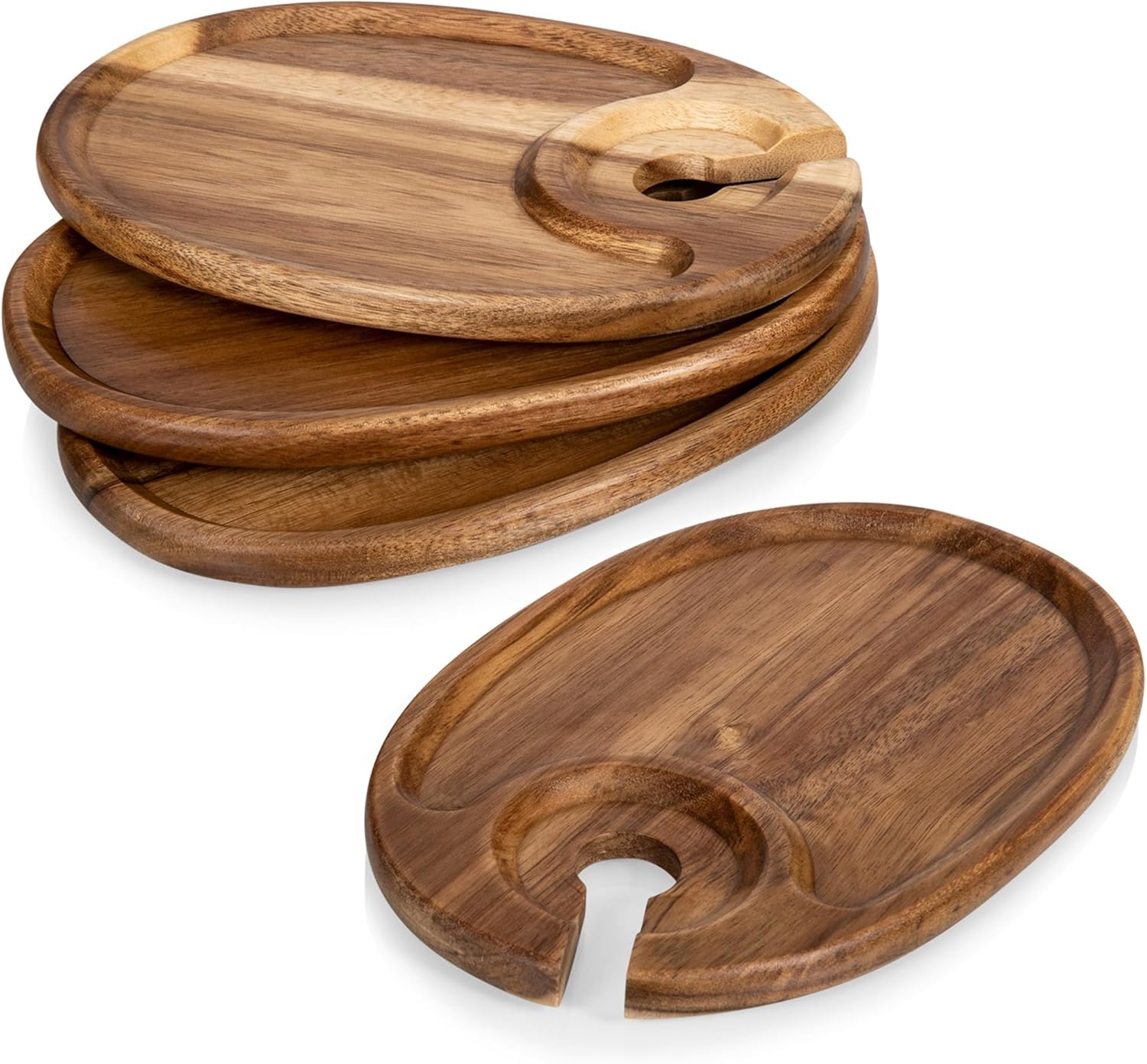 PICNIC TIME TOSCANA -Wine Appetizer Plates, Cocktail Plate with Glass Holder, Cheese Board with