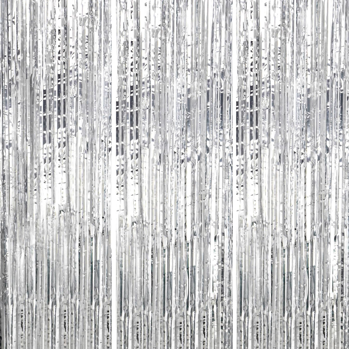 3 Pack Foil Fringe Backdrop - Silver Shiny Tinsel Curtains for Party Decoration/Photo Booth Props