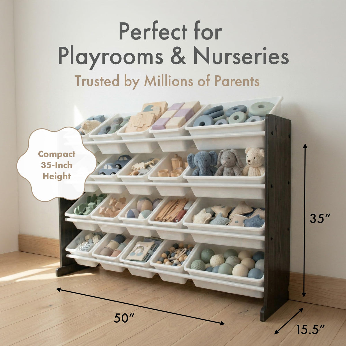 Humble Crew Kids Toy Organizer with 20 Bins, 4 Tier Storage for Playroom