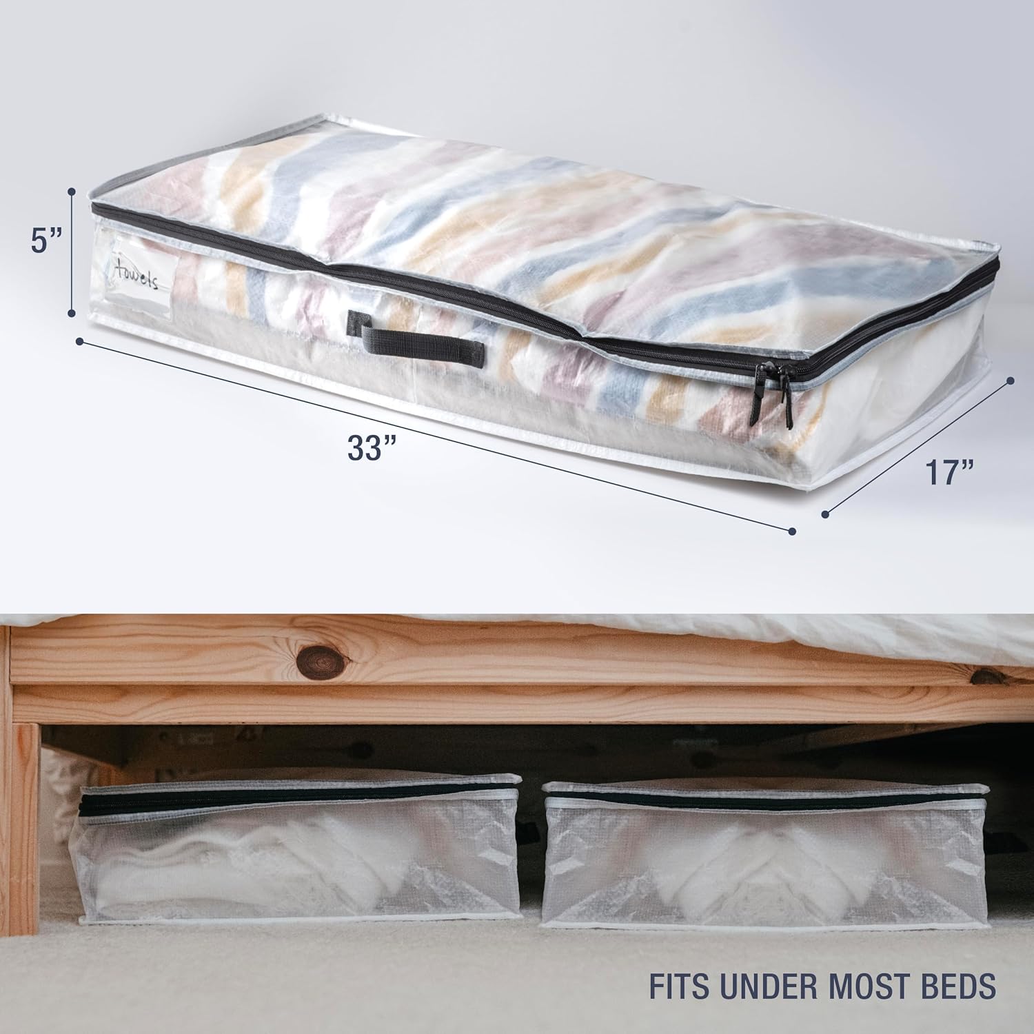 CleverMade Under Bed Storage Bag - Collapsible Storage for Shoes and Clothes Easy Use - Heavy Duty