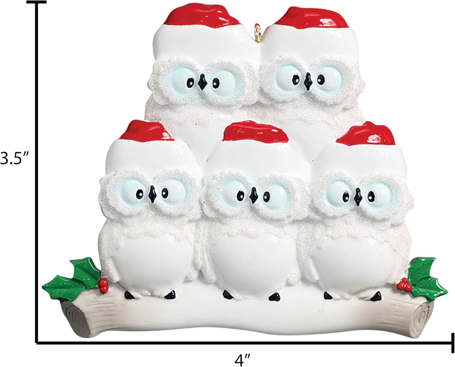 3D Owl Family of 5 Christmas Ornament 2025 Personalized Family Christmas Ornaments 2025 | White