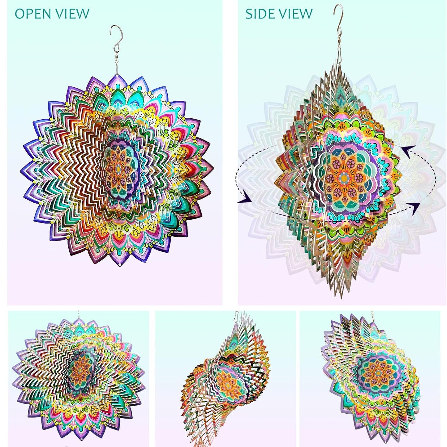 Wind Spinners Outdoor Mandala Lucky Clover,Wind Spinner Lucky Gifts for