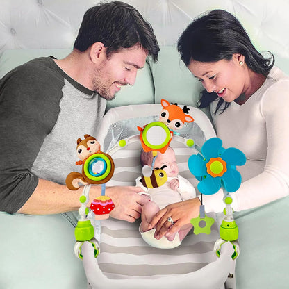 Baby Stroller Arch Mobile, Adjustable Musical Cirb Mobile Toys with Universal Clamps, Versatile