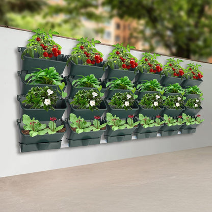 24Pack Vertical Wall Garden Planter, 13 inch Wall-mounted Garden Planters, Stackable Hanging
