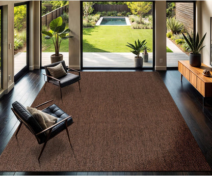 CAMILSON Easy Jute Rug 6x9, Indoor Outdoor Brown Color Fiber Area Rugs for Living Room Patio and