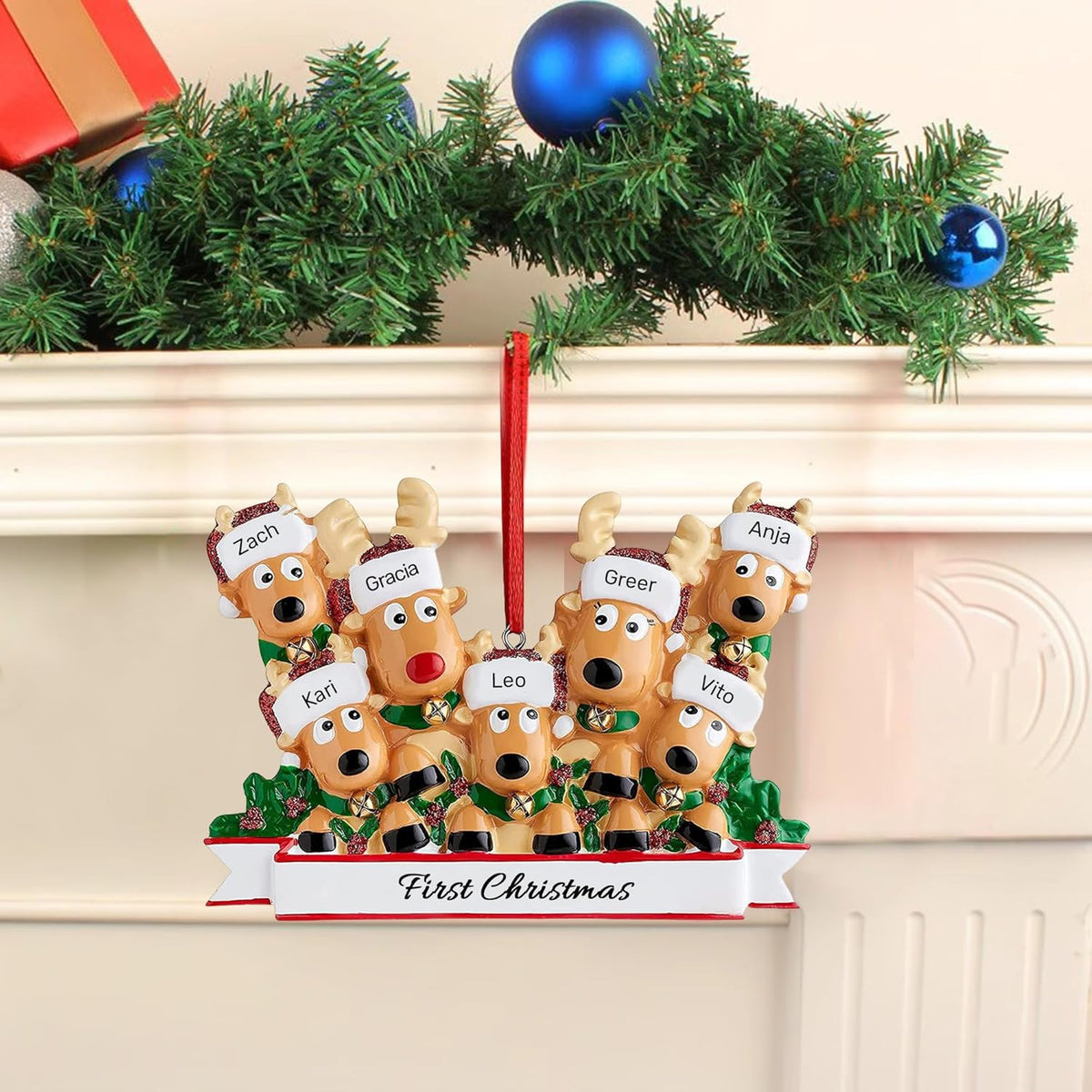 Personalized Christmas Ornaments 2025, Custom Reindeer Family Ornaments for Trees with Names