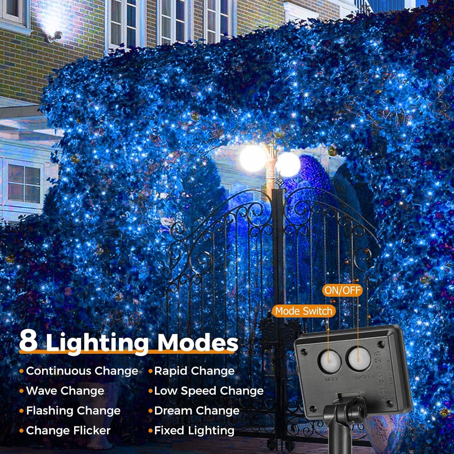 4 Pack Solar String Lights for Outside - 320LED 132FT Solar Fairy Lights Outdoor Waterproof 8