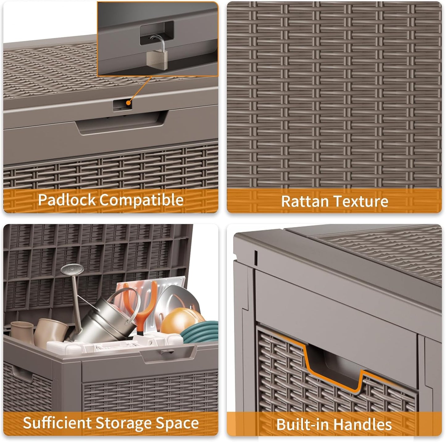30 Gallon Resin Deck Box, Lockable Patio Outdoor Storage Box for Furniture, Garden Tools and Tools