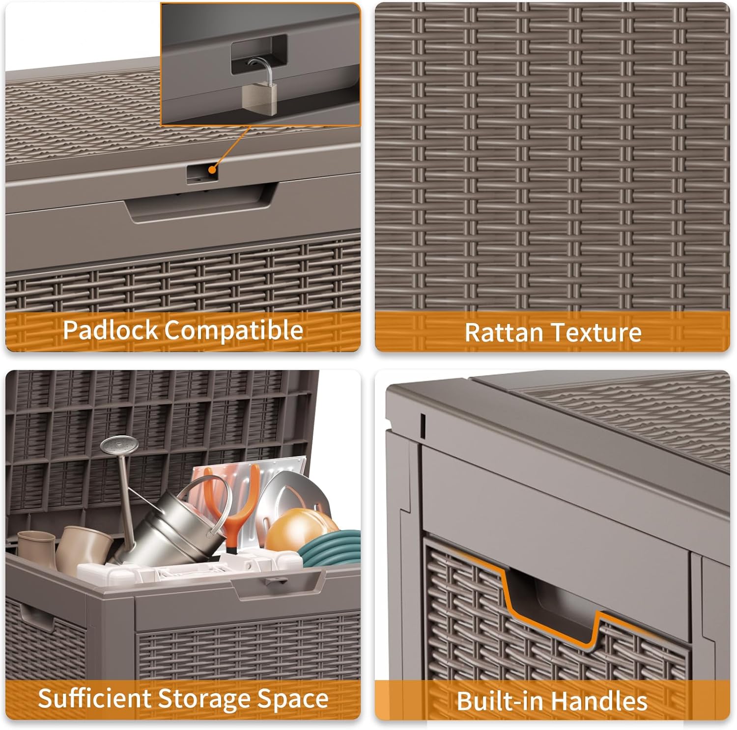 30 Gallon Resin Deck Box, Lockable Patio Outdoor Storage Box for Furniture, Garden Tools and Tools