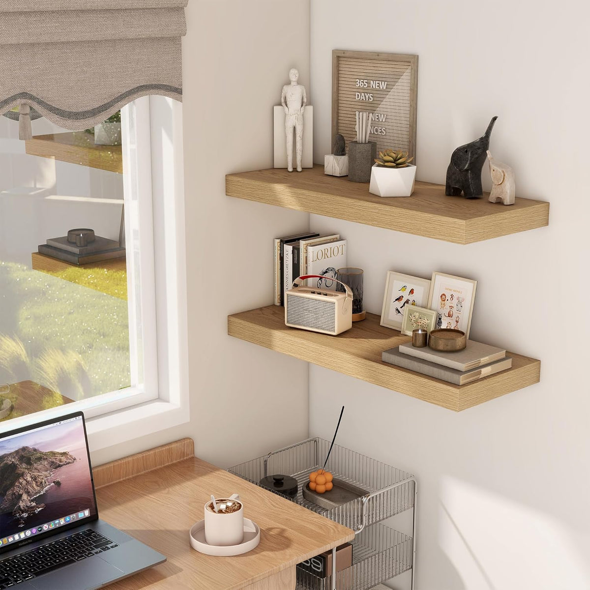 Floating Shelves 30 Inch Long, 12 Inch Deep Floating Shelf for Books, Rustic Wood 30 x 12 Storage