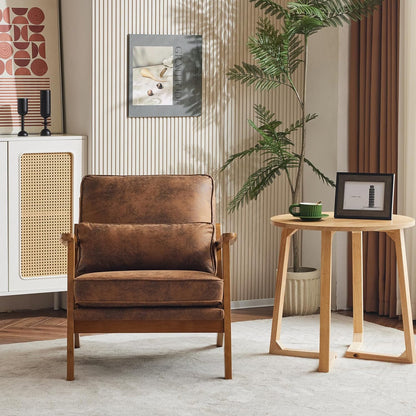 Karl home Accent Chair Wide Armrest Mid-Century Lounge Chair Bronzing Cloth Armchair with Lumbar