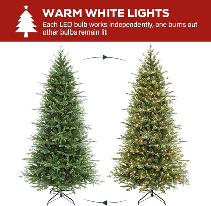 Hykolity 7.5 ft Prelit Artificial Christmas Tree, 2933 PE&PVC Branch Tips, 450 Warm White LED