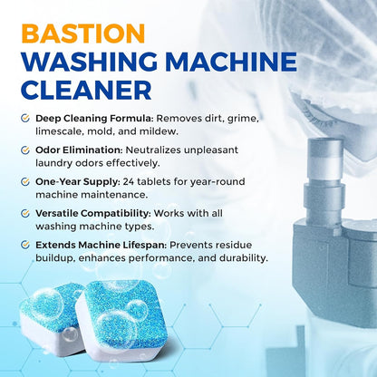 Washing Machine Cleaner Tablets 24 pack Powerful Descaler -Deep Cleaning for HE Front Loader & Top