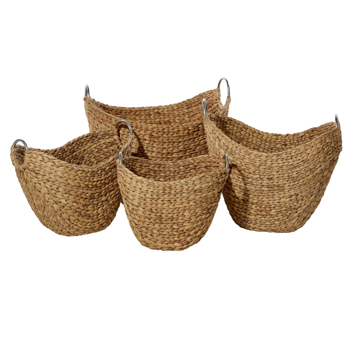 Deco 79 Seagrass Handmade Decorative and Functional Storage Basket Woven Curved Basket Organizer