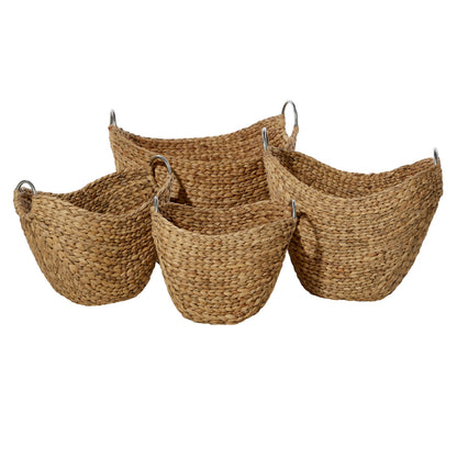 Deco 79 Seagrass Handmade Decorative and Functional Storage Basket Woven Curved Basket Organizer