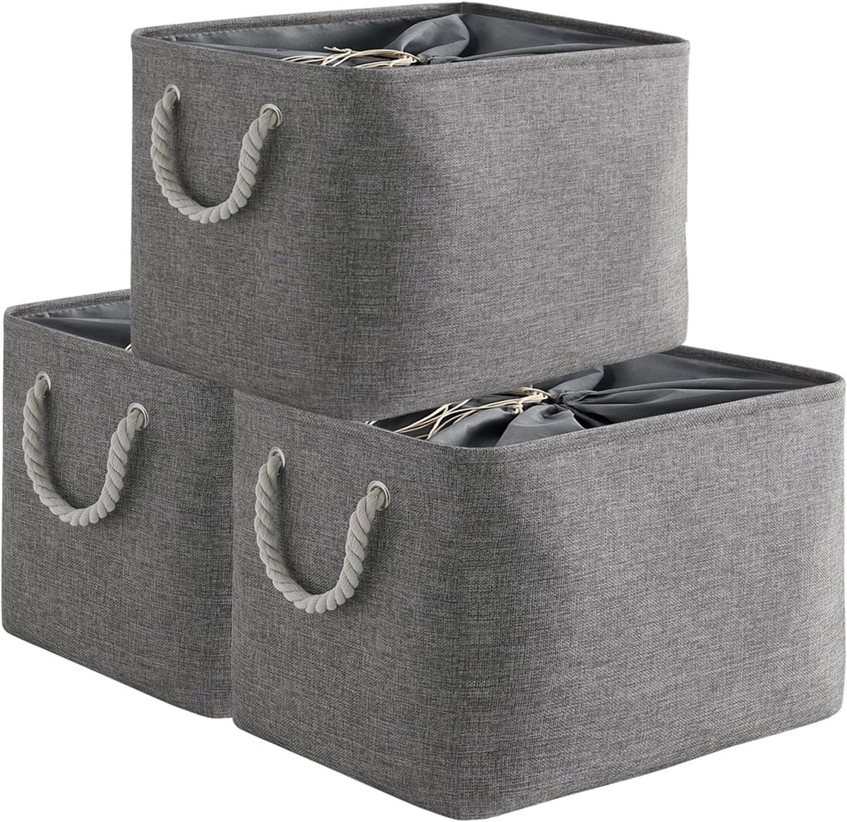 TheWarmHome Storage Basket for Organizing - 16x12x12 inch 3 Pack Fabric Storage Cubes, Cube Storage