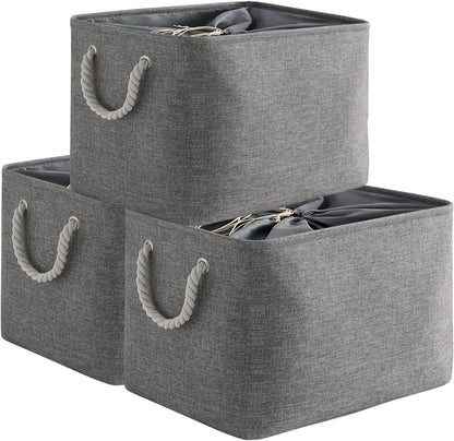 TheWarmHome Storage Basket for Organizing - 16x12x12 inch 3 Pack Fabric Storage Cubes, Cube Storage