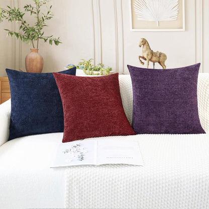 CaliTime Throw Pillow Covers Decorative 26 X 26 Inches Pack of 2 Cozy Chenille Cushion Cases for
