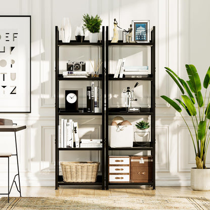NUMENN Narrow Bookshelf, 5 Tier Bookshelves, Home Office Bookcase Shelf Storage Organizer, Free