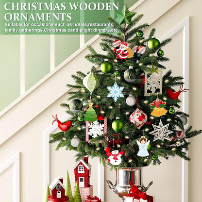 80PCS Wooden Christmas Ornaments to Paint, 8 Styles DIY Blank Unfinished Wood Reindeer Santa Claus