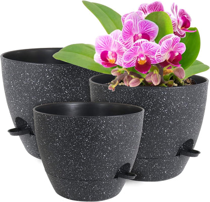12/10/9 inch Large Self Watering Pots, Planter, Plant Pots with Mesh Drainage Holes for Indoor