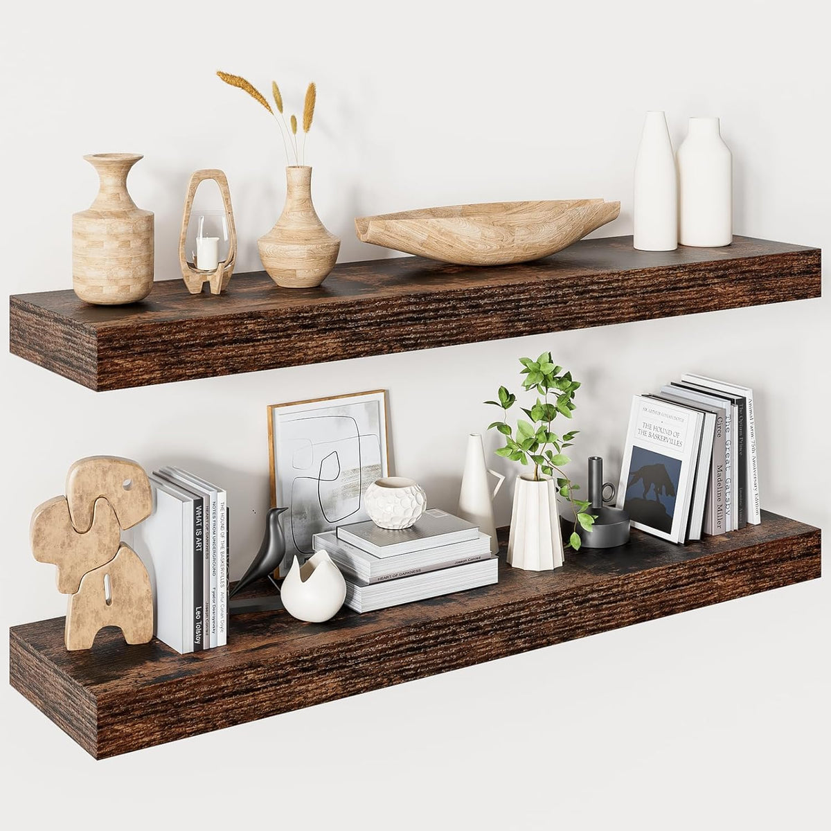 Floating Shelves for Wall 36 Inches Long,9.3" Deep Rustic Brown Floating Shelf Set of 2,Wall