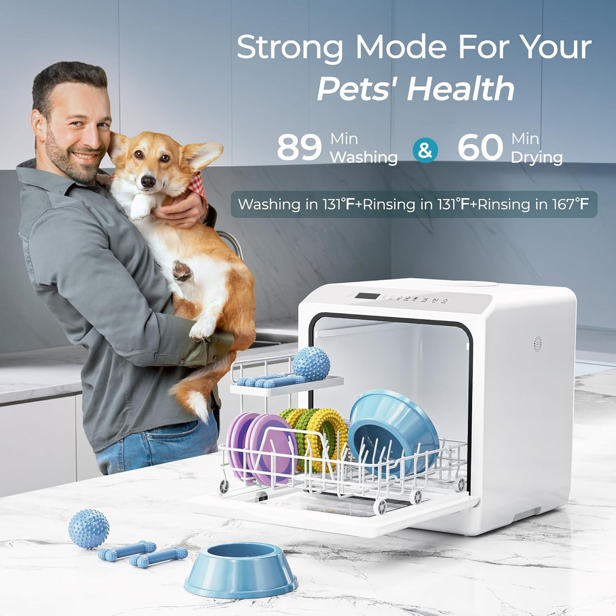 EUHOMY Portable Dishwasher Countertop Dishwasher, Mini Dishwasher Countertop with 5L Built-in Water