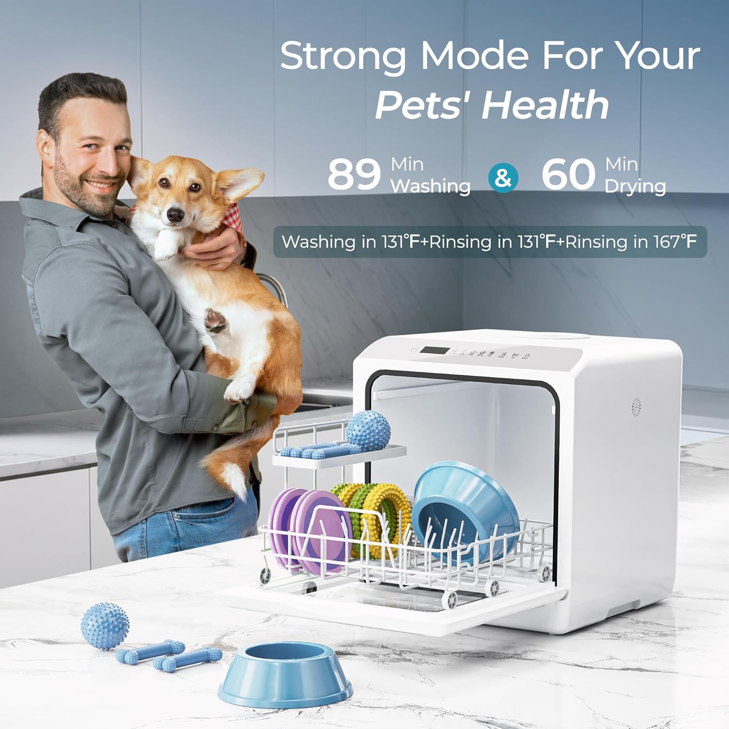EUHOMY Portable Dishwasher Countertop Dishwasher, Mini Dishwasher Countertop with 5L Built-in Water