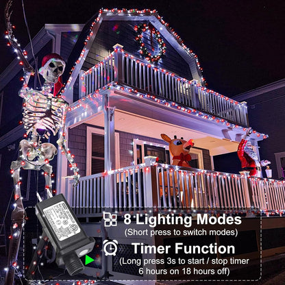 100FT 300 LED Christmas Lights Outdoor, Plug in Christmas Tree Lights with 8 Modes Waterproof