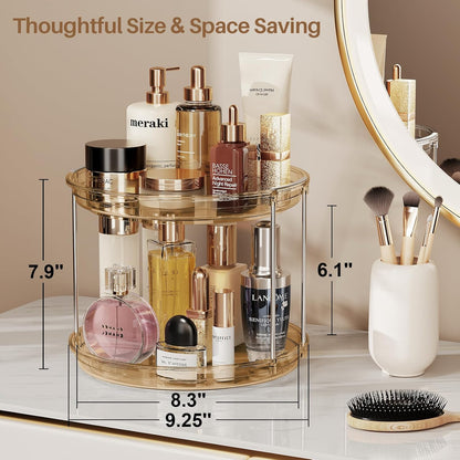 LAMU 2 Tier Lazy Susan Turntable Organizer 9.25'' Rotating Spice Rack Organization for Cabinet