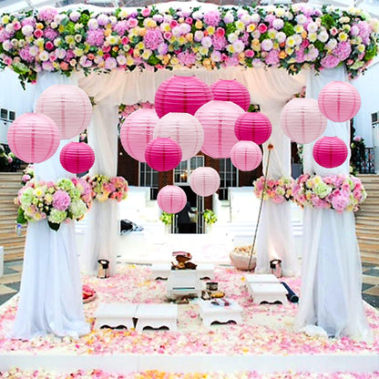 ADLKGG Pink Paper Lanterns Decorative, Hanging Round Paper Lanterns Indoor Outdoor for Graduation