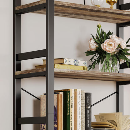 IRONCK Bookshelf, 31.5in Wide Shelf 6 Tier Bookcase, 110lbs/shelf Vintage Industrial Style