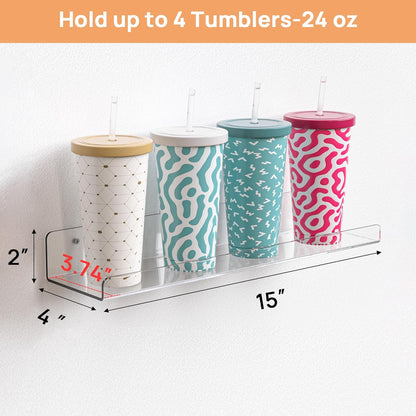upsimples Acrylic Shelves for Bathroom Storage, 15" Floating Shelves Wall Organizer for Perfume