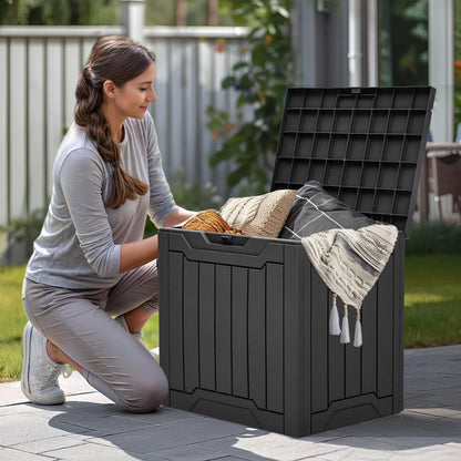 YITAHOME 31 Gallon Resin Deck Box Outdoor Storage Box and Waterproof Package Delivery Box with