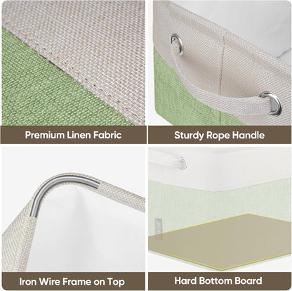 BALEINE 3 Pack Fabric Storage Bins for Shelves, Linen Storage Baskets for Organizing, Decorative