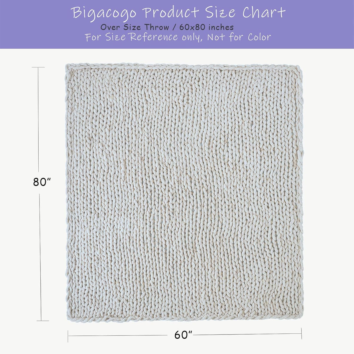 Bigacogo Chunky Knit Throw Blanket for Couch, 60x80 inches, 100% Hand Knitted with Thick Jumbo