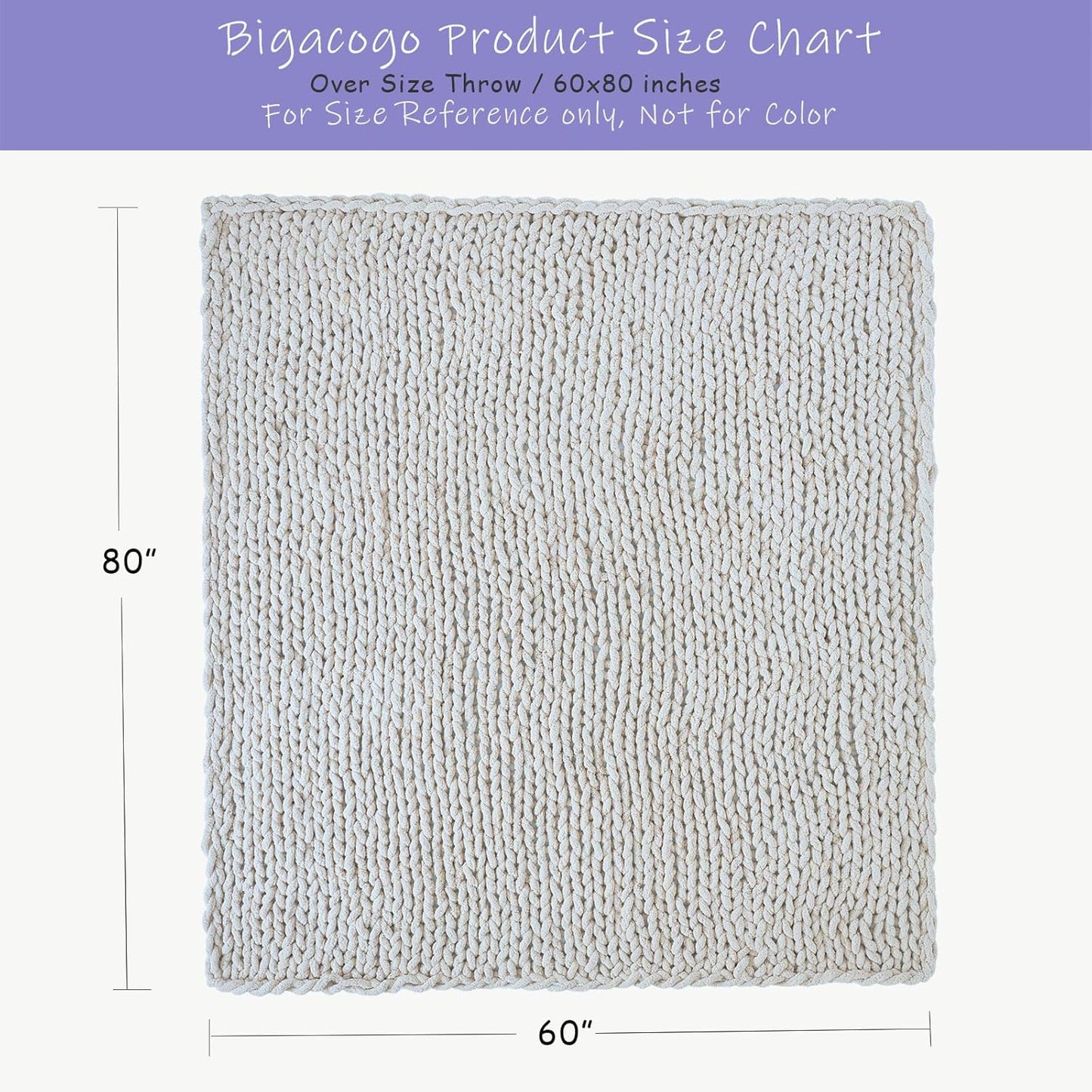 Bigacogo Chunky Knit Throw Blanket for Couch, 60x80 inches, 100% Hand Knitted with Thick Jumbo