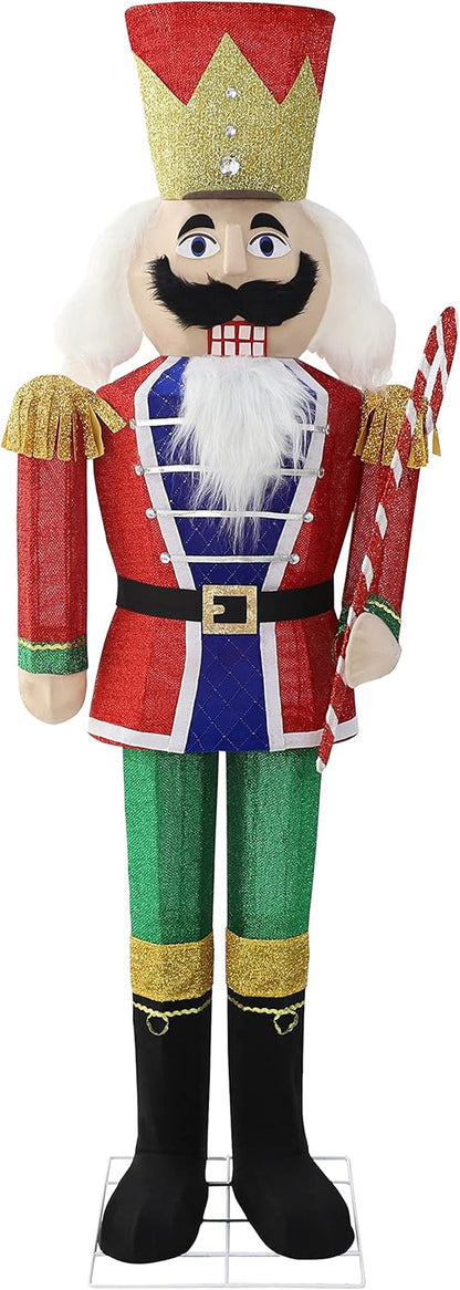 5FT Lighted Nutcracker with Candy Cane for Christmas Decoration, 3D Pre-Lit Iridescent Soldier Xmas
