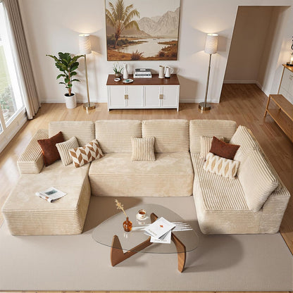 Cloud Sectional Couches for Living Room,U Shaped Modular Sofas No Assembly,133x68 Inches Plush