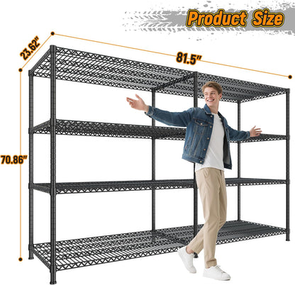 REIBII 81.5''W Storage Shelves 3680LBS Garage Shelving Heavy Duty 4 Tier Metal Shelving Unit