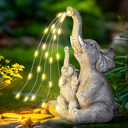 GIGALUMI Solar Garden Outdoor Statues for Women, Mom, Grandma. Elephant Figurine Housewarming and