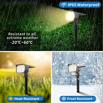 Solar Spot Lights Outdoor Waterproof IP65, 12 Pack Landscape Spotlights with 46 LEDs, 3 Modes Auto