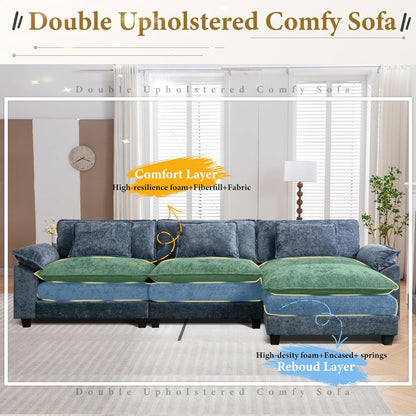 URRED Modular Sectional Sofa Comfy Cloud Couch, Modern Chenille Sofa Sleeper Deep Seat Couches with
