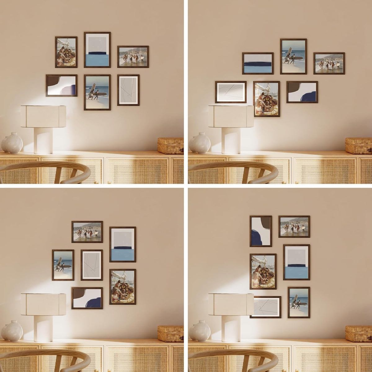 HAUS AND HUES Walnut Oak Wood Gallery Wall Tabletop Frames Made with Real American Oak and